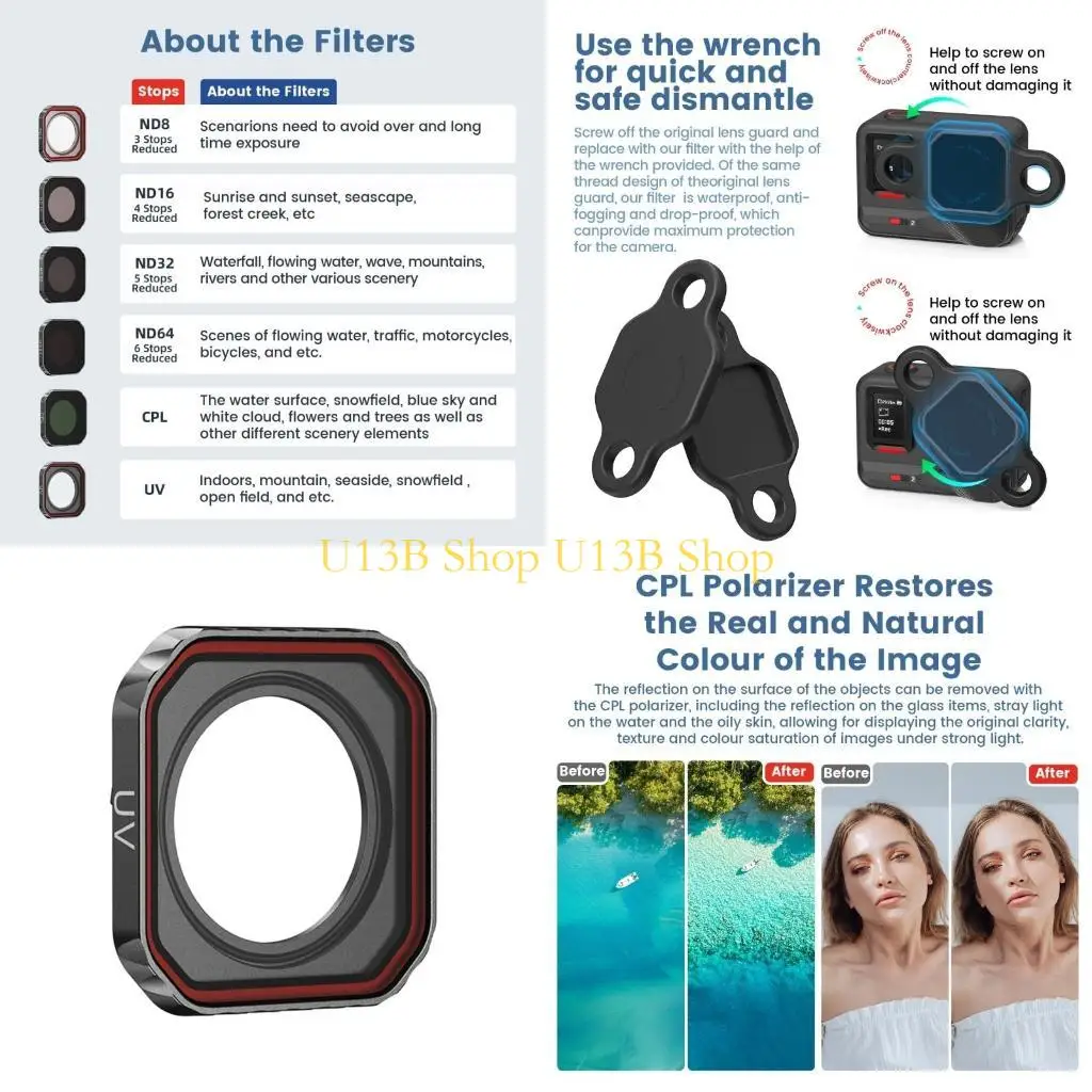 U13B Scratch Resistant UVs Protective Cover for AcePro2 Camera Lens Waterproof And Fast Installation System
U13B Scratch Resistant UVs Protective Cover for AcePro2 Camera Lens Waterproof And Fast Installation System