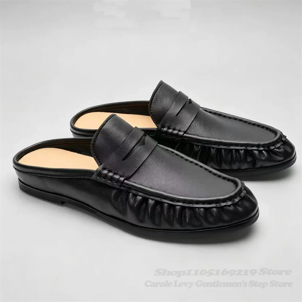 Genuine Leather Toe Cap Slippers for Men Summer New Slip On Lazy Mueller Shoes Black Solid Color Breathable Casual Loafers
Genuine Leather Toe Cap Slippers for Men Summer New Slip On Lazy Mueller Shoes Black Solid Color Breathable Casual Loafers