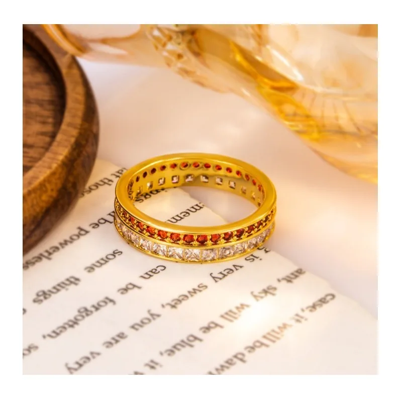 New Double Row Full Diamond Ring Princess Square Circle Diamond Design Ring Woman
New Double Row Full Diamond Ring Princess Square Circle Diamond Design Ring Woman
