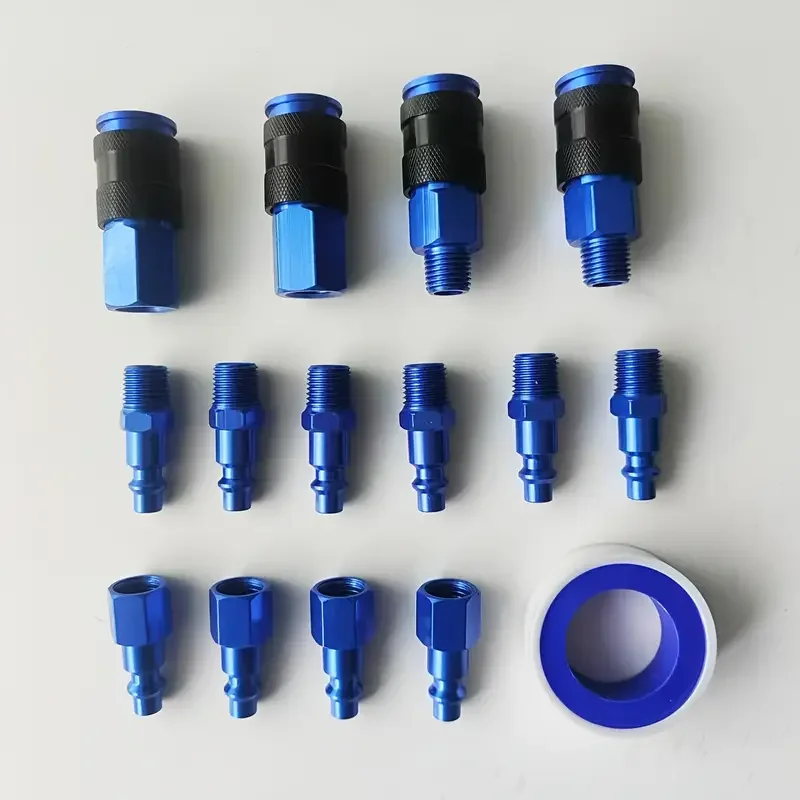 15 Piece Aluminum Air Coupler and Plug Kit - 1/4" NPT Quick Connect Air Fittings Set for Industrial Quick Connectors
15 Piece Aluminum Air Coupler and Plug Kit - 1/4" NPT Quick Connect Air Fittings Set for Industrial Quick Connectors