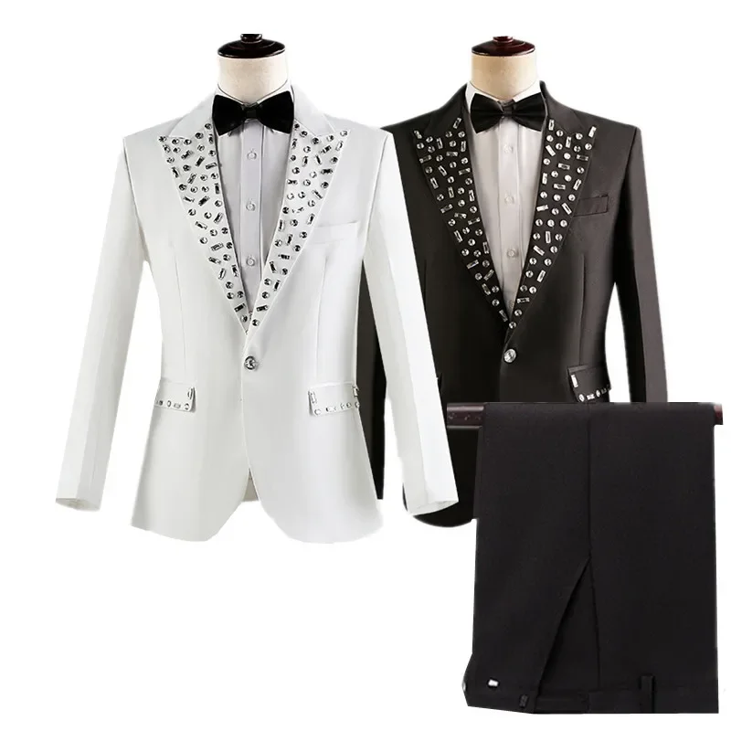 Stylish Crystal-Embellished Suits for Men - White & Black Option, Perfect for Stage Performances, Weddings, Proms & Formal Event
Stylish Crystal-Embellished Suits for Men - White & Black Option, Perfect for Stage Performances, Weddings, Proms & Formal Event