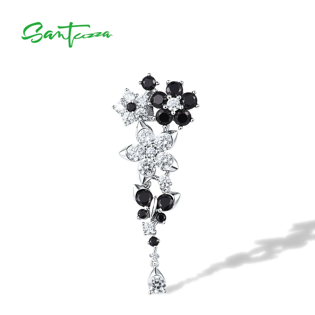 SANTUZZA Genuine 925 Sterling Silver Pendant For Women Sparkling White & Black Spinel Fashion Birthday Party Gifts Fine Jewelry
SANTUZZA Genuine 925 Sterling Silver Pendant For Women Sparkling White & Black Spinel Fashion Birthday Party Gifts Fine Jewelry
