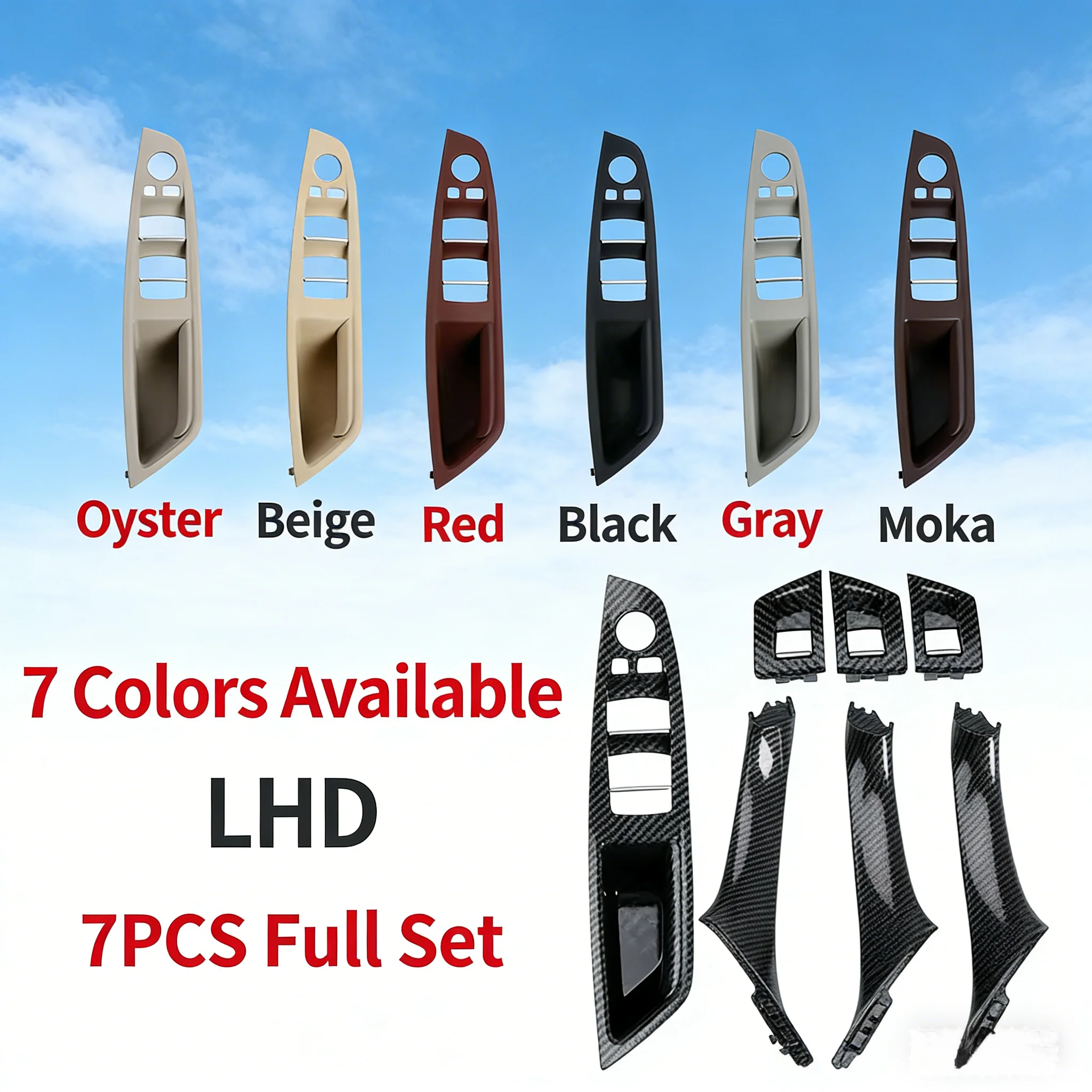LHD RHD 7 Colors Beige Black Carbon Fiber Car Interior Door Handle Pull 7PCS Set For BMW 5 Series F10 F18 523 525 528
LHD RHD 7 Colors Beige Black Carbon Fiber Car Interior Door Handle Pull 7PCS Set For BMW 5 Series F10 F18 523 525 528
