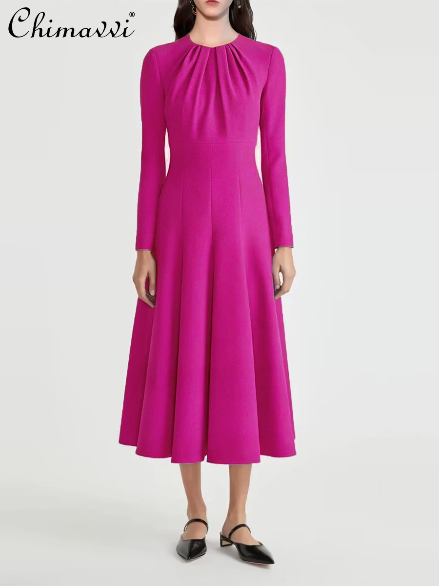 French Elegant Socialite Evening Dresses Crew Neck Long Sleeve High Waist Slim A-line Temperament Simple Long Dress Women Summer
French Elegant Socialite Evening Dresses Crew Neck Long Sleeve High Waist Slim A-line Temperament Simple Long Dress Women Summer