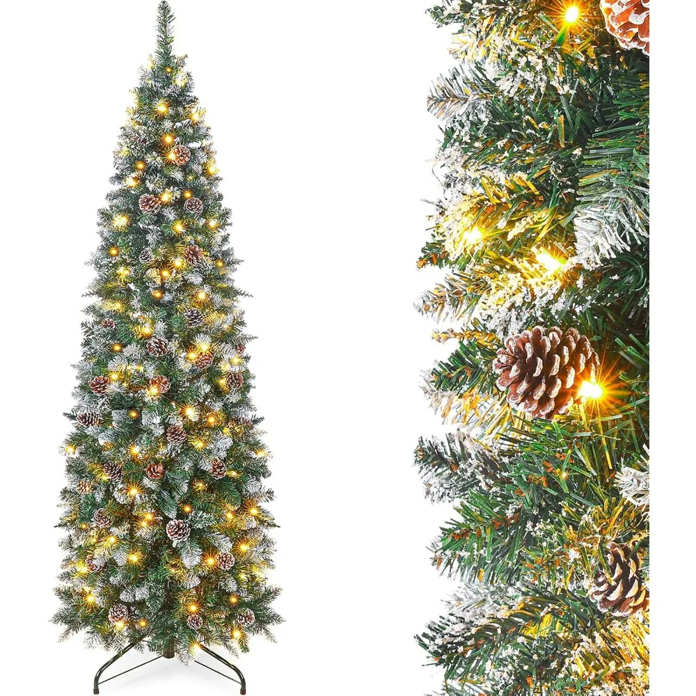 Homde Pencil Christmas Tree 5 Foot Pre-Lit Artificial Christmas Tree Flocked Snow Pine Cone 140 Warm White Light Holiday Decor
Homde Pencil Christmas Tree 5 Foot Pre-Lit Artificial Christmas Tree Flocked Snow Pine Cone 140 Warm White Light Holiday Decor