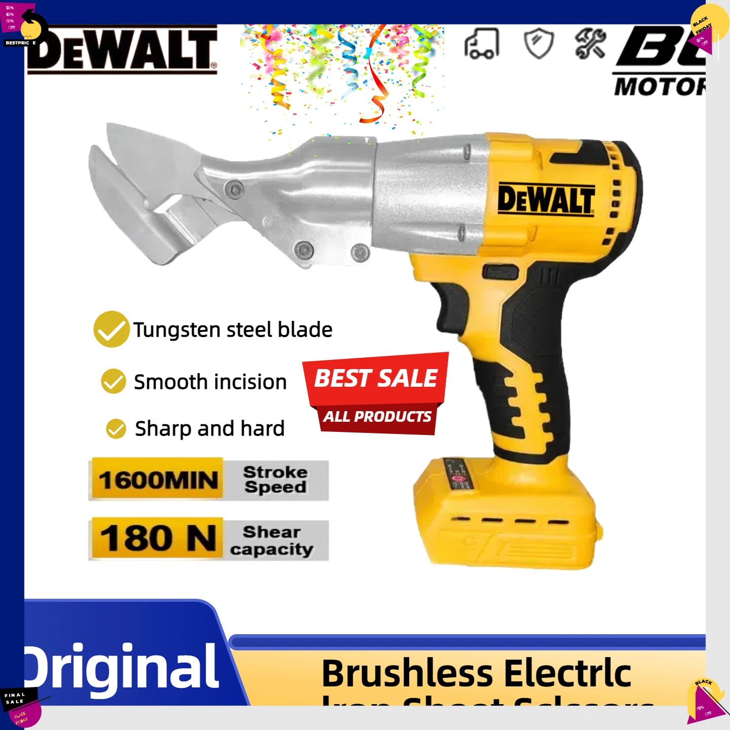 DeWALT Electric Brushless Electric Scissors Cordless Iron Sheet Trimming Scissors High Carbon Steel Blade Metal Cutting Tools
DeWALT Electric Brushless Electric Scissors Cordless Iron Sheet Trimming Scissors High Carbon Steel Blade Metal Cutting Tools
