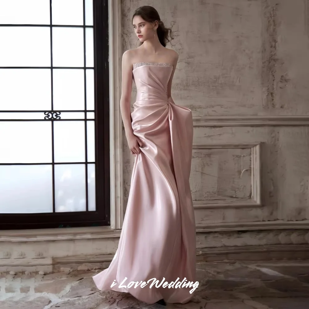 Pink Strapless Evening Dress 2025 Satin Sleeveless Beaded Pleated A-Line Floor-Length Sweep Train Wedding Party Dress Customized
Pink Strapless Evening Dress 2025 Satin Sleeveless Beaded Pleated A-Line Floor-Length Sweep Train Wedding Party Dress Customized