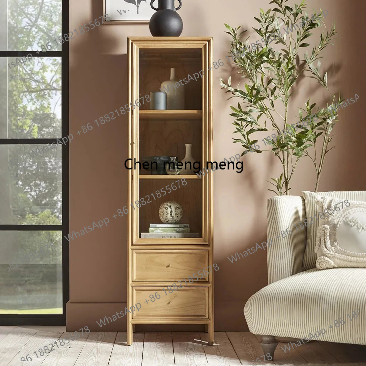 Simple solid wood narrow bookcase glass door vertical cabinet display, living room, storage cabinet
Simple solid wood narrow bookcase glass door vertical cabinet display, living room, storage cabinet