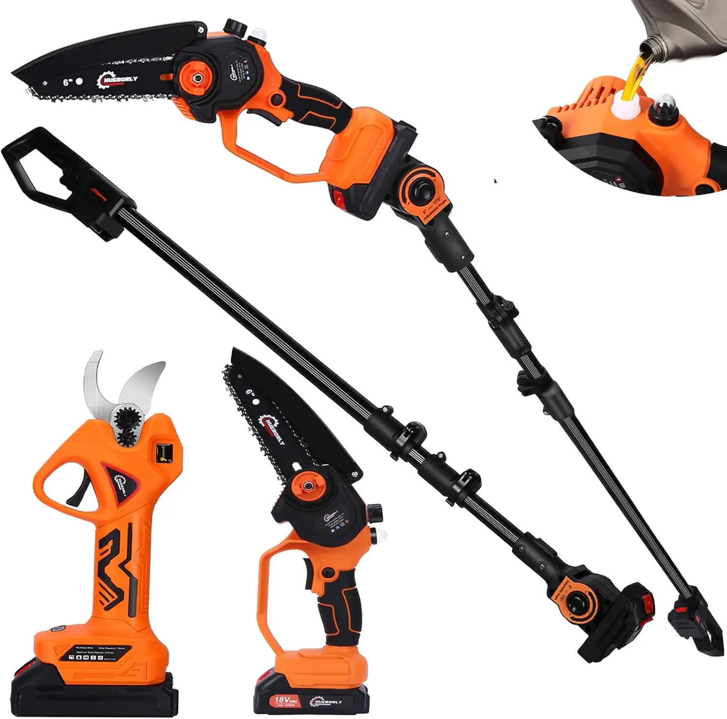 Cordless Electric Pole Saws and Pruner Kit,Pole Saws for Tree Trimming 6" Cutting Diameter Battery Operated With 2 Batteries, 95
Cordless Electric Pole Saws and Pruner Kit,Pole Saws for Tree Trimming 6" Cutting Diameter Battery Operated With 2 Batteries, 95