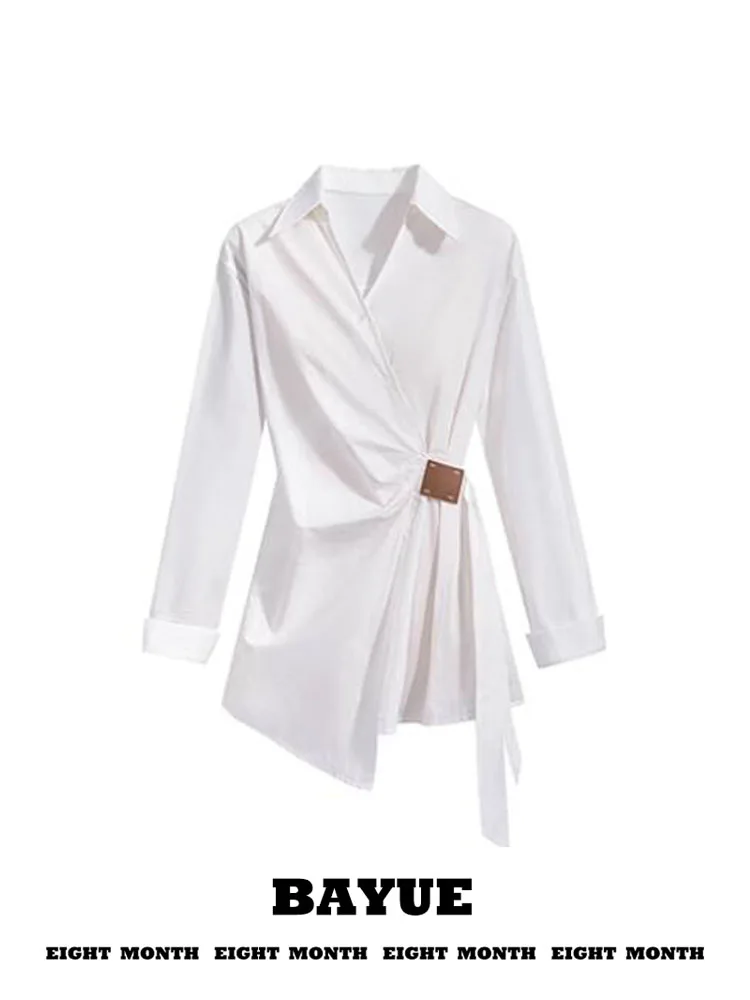 White Asymmetrical Belted Long Sleeve Shirt Women Early Autumn Commute Matching Shirt Coffee Stripes Women's Shirt
White Asymmetrical Belted Long Sleeve Shirt Women Early Autumn Commute Matching Shirt Coffee Stripes Women's Shirt