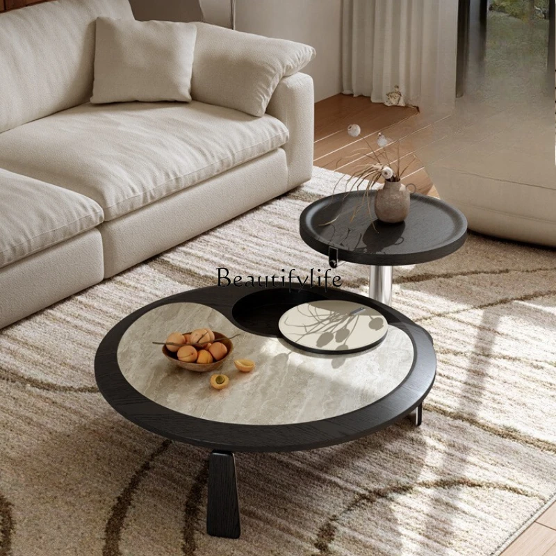 Italian minimalist coffee table combination, simple stainless steel solid wood travertine round
Italian minimalist coffee table combination, simple stainless steel solid wood travertine round