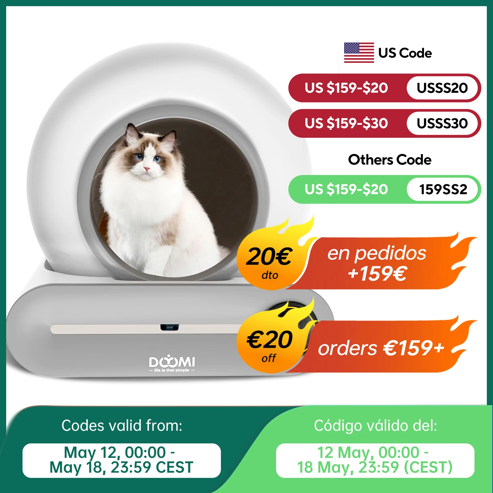 Self Cleaning Cat Litter Box Automatic with App Control & Cat Litter Mat Smart Cat Toilet for Multiple Large Cats
Self Cleaning Cat Litter Box Automatic with App Control & Cat Litter Mat Smart Cat Toilet for Multiple Large Cats