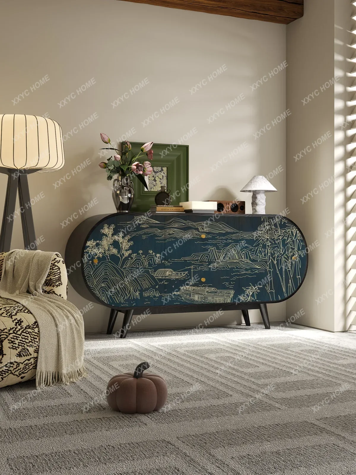 solid wood oval entrance cabinet against the wall, living room room shoe cabinet
solid wood oval entrance cabinet against the wall, living room room shoe cabinet