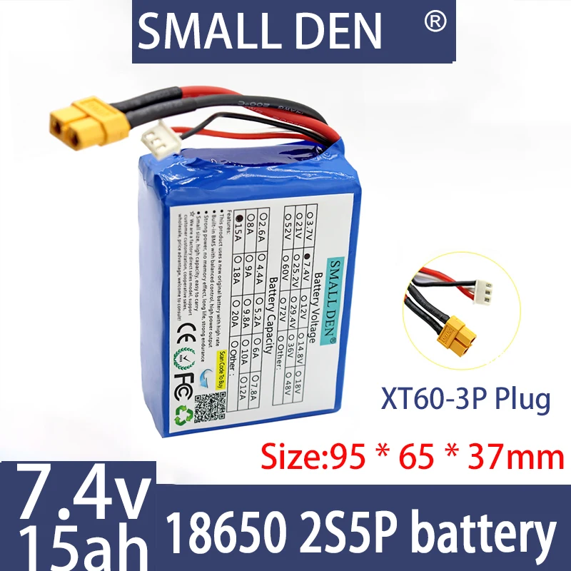 7.4V 15ah 2S5P 18650 rechargeable lithium-ion battery pack, suitable for high-power ultra-thin portable large capacity batteries
7.4V 15ah 2S5P 18650 rechargeable lithium-ion battery pack, suitable for high-power ultra-thin portable large capacity batteries