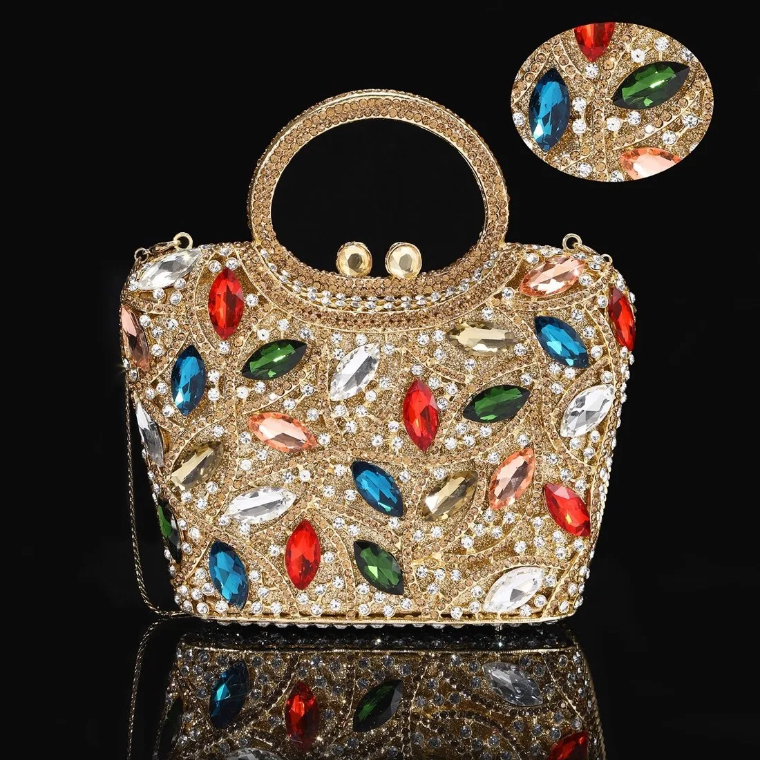 New Glass Color Diamond Evening Clutch Bags Women's Gem Water Diamond Handbags Alloy Material Hollow out Diamond Embellished...
New Glass Color Diamond Evening Clutch Bags Women's Gem Water Diamond Handbags Alloy Material Hollow out Diamond Embellished...