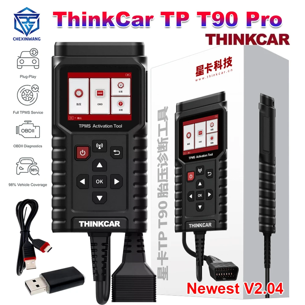 ThinkCar TP T90 Pro V2.04 TPMS Activation Tool THINKTPMS OBD2 Car Diagnose Fault Code Programmer Tire Pressure Sensor Tool PK G2
ThinkCar TP T90 Pro V2.04 TPMS Activation Tool THINKTPMS OBD2 Car Diagnose Fault Code Programmer Tire Pressure Sensor Tool PK G2