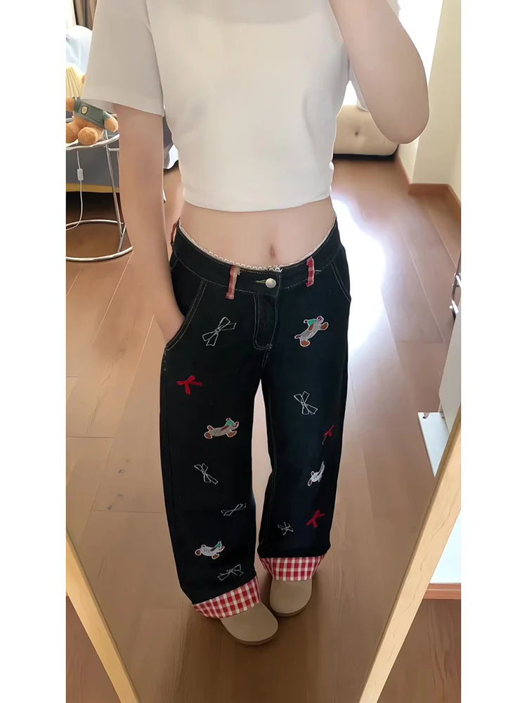 Женские джинсы с пэчворком и вышивкой, с высокой талией, широкими штанинами, весенне-осенние, дизайнерские, с манжетами, повседневные джинсовые брюки
Женские джинсы с пэчворком и вышивкой, с высокой талией, широкими штанинами, весенне-осенние, дизайнерские, с манжетами, повседневные джинсовые брюки