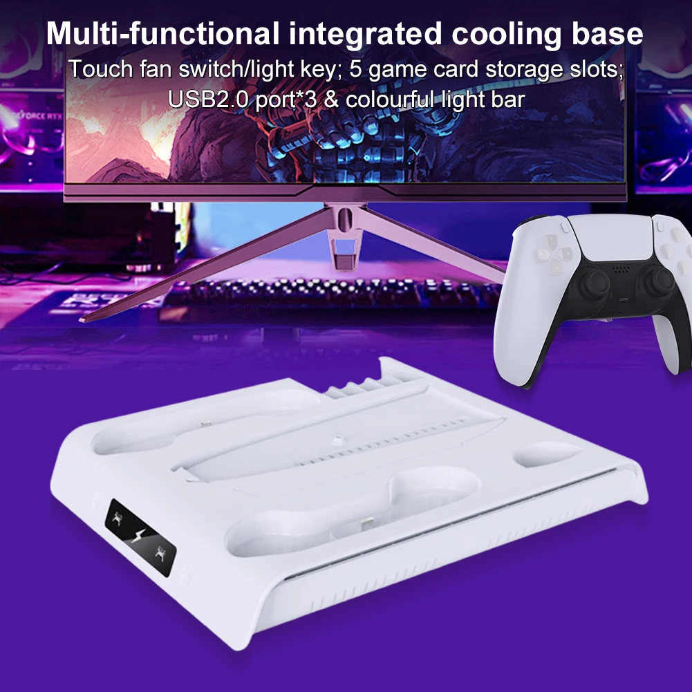 Для PS 5 Slim/PS 5 Pro Держатель-подставка с зарядкой контроллера и крючком для наушников Вертикальная система охлаждения RGB-подсветки для PS 5
Для PS 5 Slim/PS 5 Pro Держатель-подставка с зарядкой контроллера и крючком для наушников Вертикальная система охлаждения RGB-подсветки для PS 5