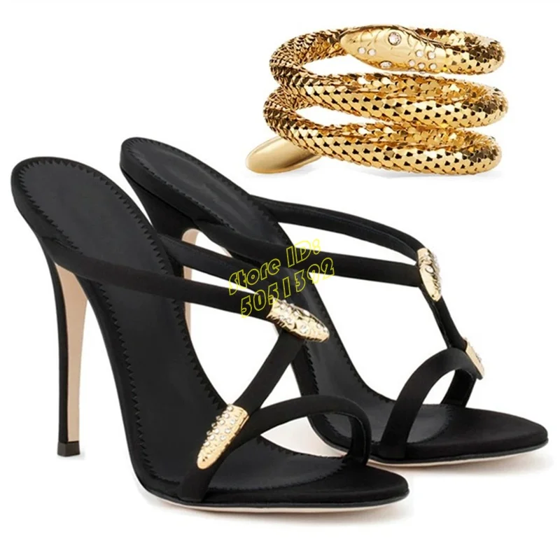 Sexy Black Cross-Strapped Sandals for Women with Thin Heels Open Toe Fashionable Versatile Metallic Decor Ladylike Style Slip On
Sexy Black Cross-Strapped Sandals for Women with Thin Heels Open Toe Fashionable Versatile Metallic Decor Ladylike Style Slip On