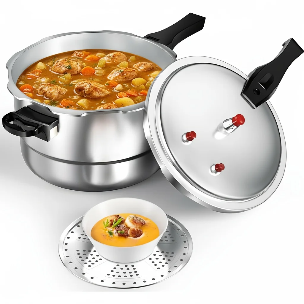 4.5/6/8 Quart Aluminum Pressure Cooker with Release Valve And Multiple Protections, Stovetop Pressure Cooker Is Perfect for Cooking Family Meals Or Catering Events, Multi-Stovetop Compatible
4.5/6/8 Quart Aluminum Pressure Cooker with Release Valve And Multiple Protections, Stovetop Pressure Cooker Is Perfect for Cooking Family Meals Or Catering Events, Multi-Stovetop Compatible