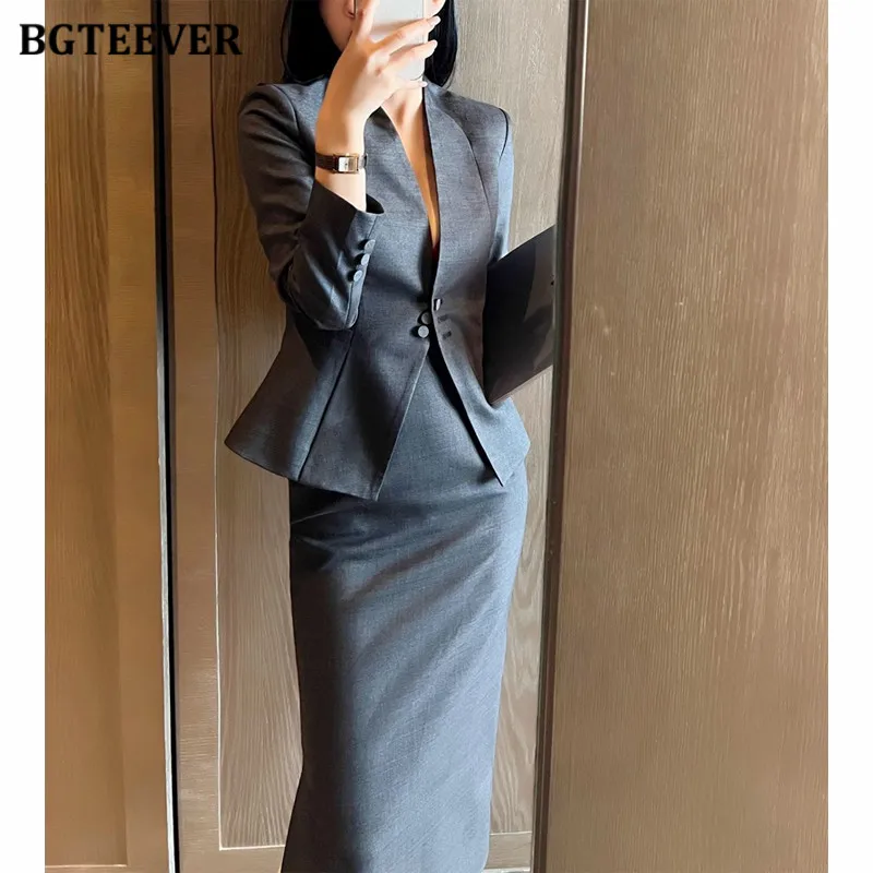 BGTEEVER стильный женский пиджак, тонкий однобортный пиджак и юбки с разрезом, женские юбки, костюмы
BGTEEVER стильный женский пиджак, тонкий однобортный пиджак и юбки с разрезом, женские юбки, костюмы
