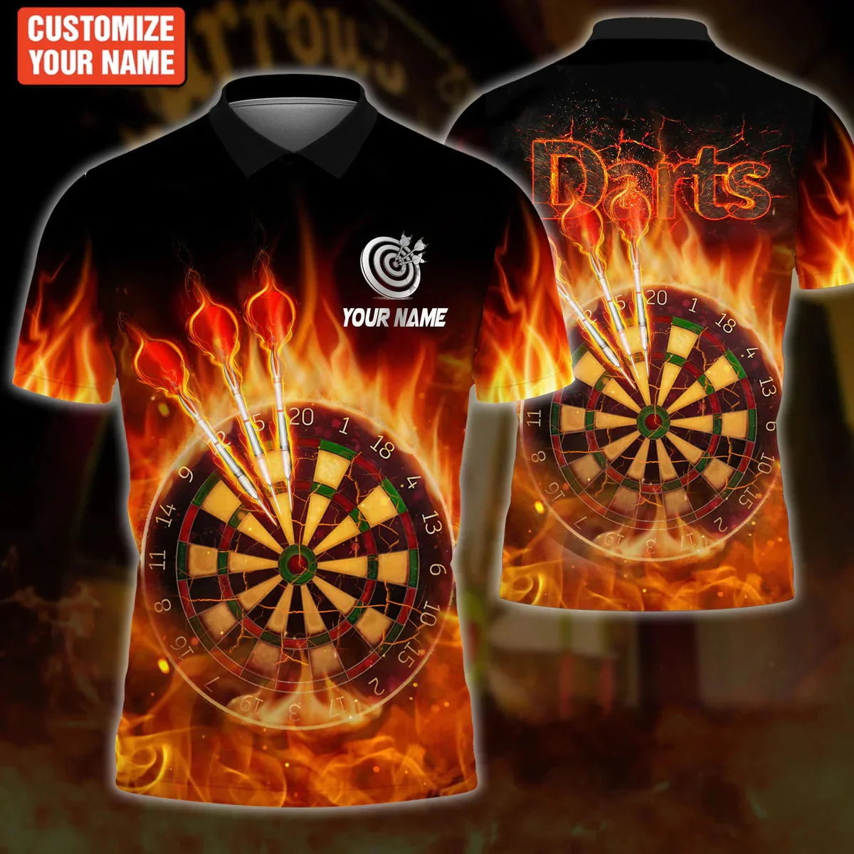 Personalized Name Darts Flame 3D Printed Summer Polo Shirt Unisex Short Sleeve Gift For Darts Player Dart Team Shirts POL-44
Personalized Name Darts Flame 3D Printed Summer Polo Shirt Unisex Short Sleeve Gift For Darts Player Dart Team Shirts POL-44