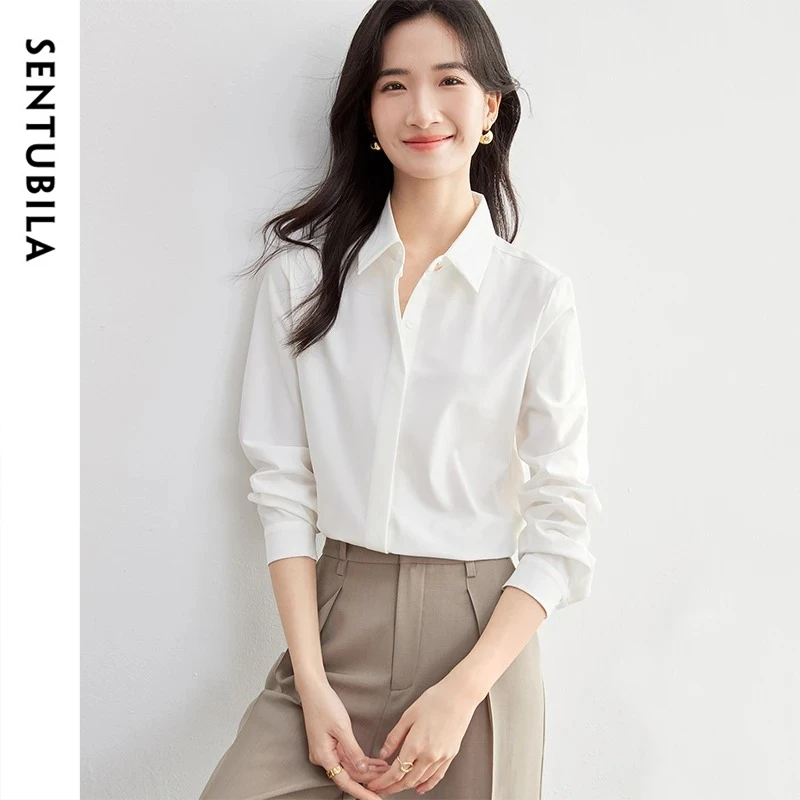 SENTUBILA Office Formal Long Sleeve Shirt 2026 Spring Lapel Collar Straight Solid Blouses and Shirts Female Clothes 113C37011
SENTUBILA Office Formal Long Sleeve Shirt 2026 Spring Lapel Collar Straight Solid Blouses and Shirts Female Clothes 113C37011