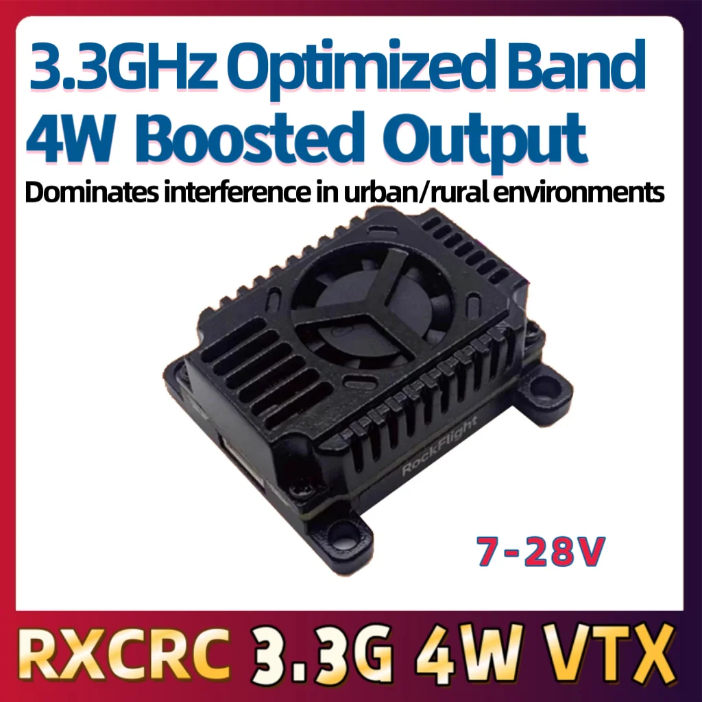 RXC FPV 3.3G Optimized Band 4W Video VTX Transmitter 16CH Adjustable power 3100-3495MHz for RC FPV Long Range Fixed-wing Drones
RXC FPV 3.3G Optimized Band 4W Video VTX Transmitter 16CH Adjustable power 3100-3495MHz for RC FPV Long Range Fixed-wing Drones