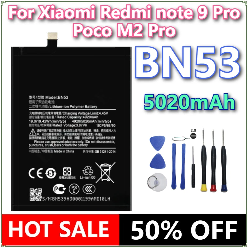 Brand New BN53 5020mAh Mobile Phone Battery For Xiaomi Redmi note 9 Pro Poco M2 Pro Phone Batteries+Tools
Brand New BN53 5020mAh Mobile Phone Battery For Xiaomi Redmi note 9 Pro Poco M2 Pro Phone Batteries+Tools