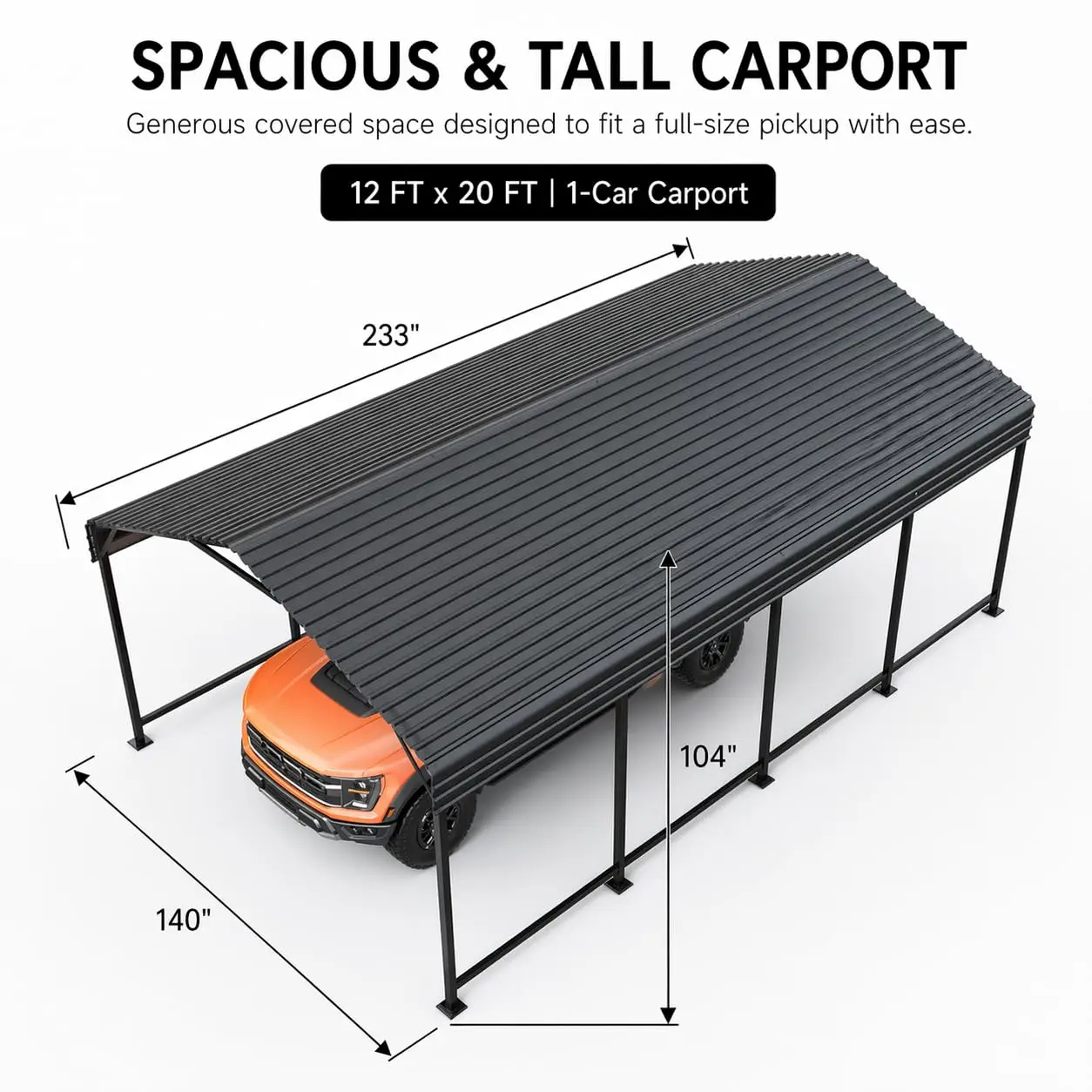 12x20 FT Heavy Duty Metal Carport Galvanized Steel Outdoor Canopy Reinforced Base All Weather Shelter Car Boat Truck, Custom
12x20 FT Heavy Duty Metal Carport Galvanized Steel Outdoor Canopy Reinforced Base All Weather Shelter Car Boat Truck, Custom