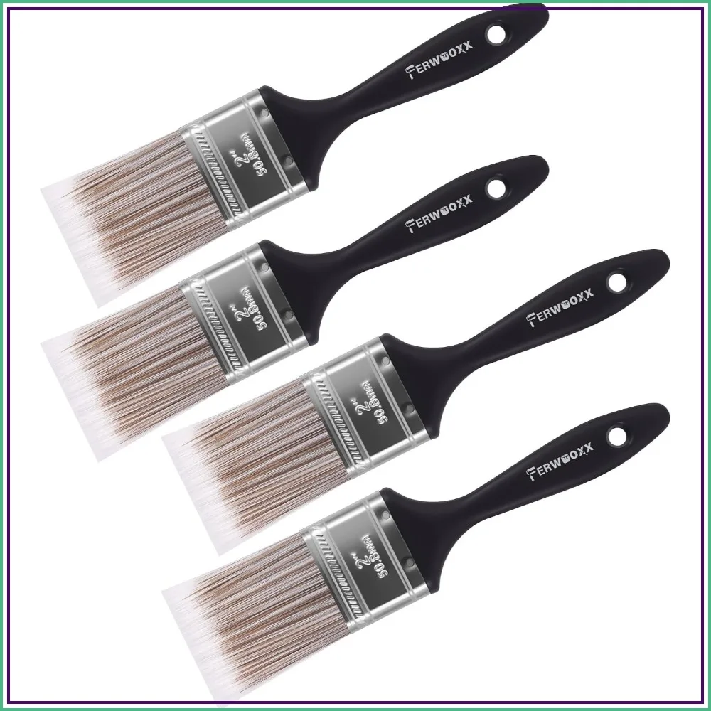 2" Flat & Angle Paint Brushes for Latex, Oil, Varnish, Gesso - 4 Pack
2" Flat & Angle Paint Brushes for Latex, Oil, Varnish, Gesso - 4 Pack