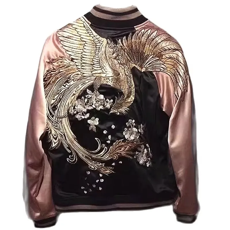Quality Phoenix Embroidery Jacket Men Women Classical Coat Baseball Casual Outerwear Yokosuka Souvenir Jacket Sakura Men Coats
Quality Phoenix Embroidery Jacket Men Women Classical Coat Baseball Casual Outerwear Yokosuka Souvenir Jacket Sakura Men Coats