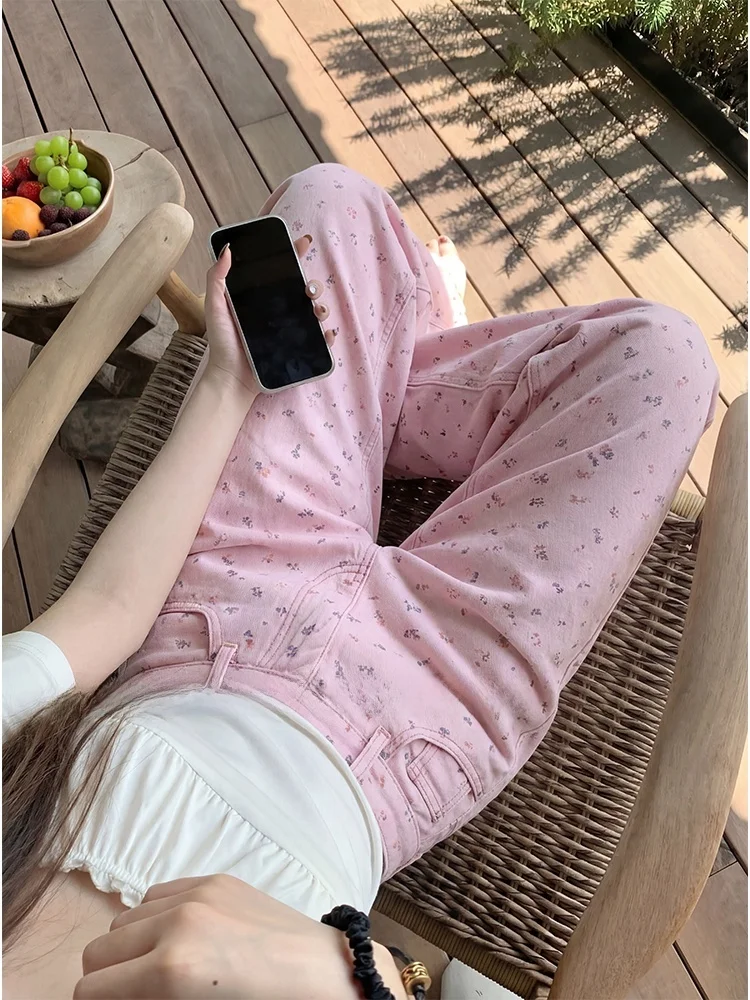 Parkyeon Dopaamine Floral Pink Wide Leg Jeans Straight Cut Summer New Floor Length Small Size Denim Casual Style Natural Waist
Parkyeon Dopaamine Floral Pink Wide Leg Jeans Straight Cut Summer New Floor Length Small Size Denim Casual Style Natural Waist