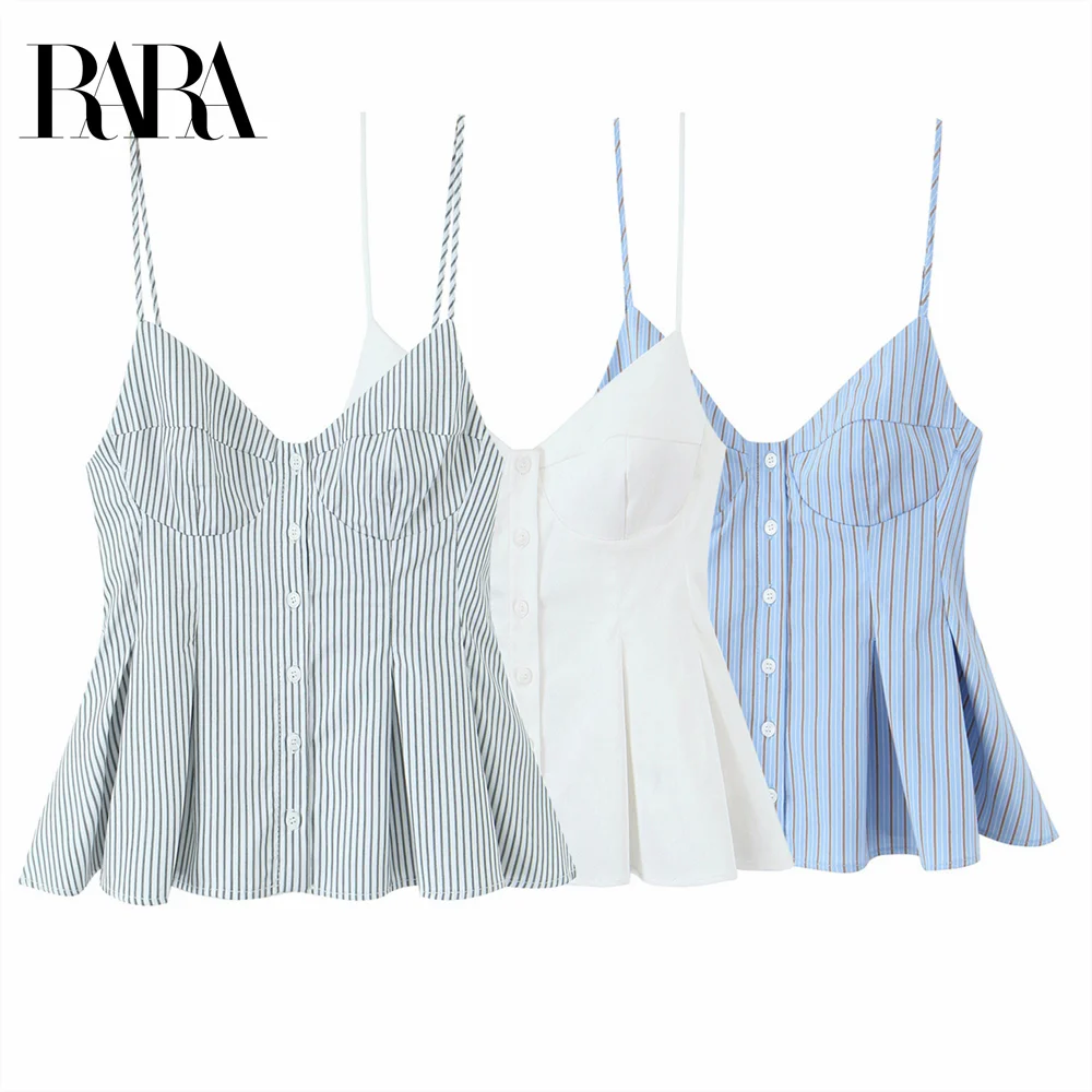 2025 RARA Women's Spaghetti Strap Tops Striped Design V Neck Button Front Peplum Hem for Stylish and Flattering Look
2025 RARA Women's Spaghetti Strap Tops Striped Design V Neck Button Front Peplum Hem for Stylish and Flattering Look