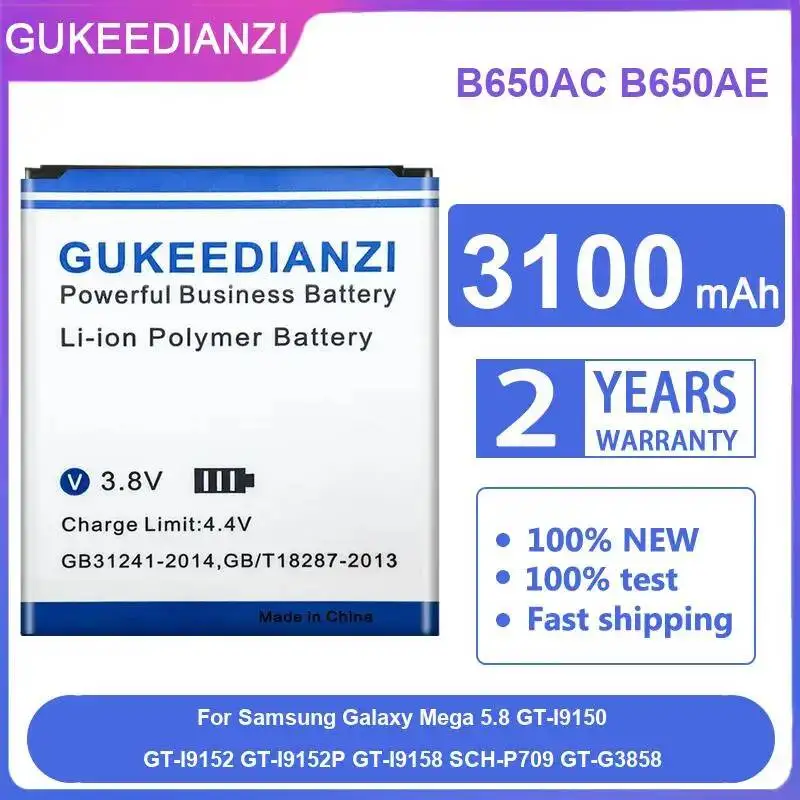 Mobile Phone Battery B650AC B650AE 3100mAh For Samsung Galaxy Mega 5.8 GT-I9150 GT-I9152 GT-I9152P GT-I9158 Sch-P709 GT-G3858
Mobile Phone Battery B650AC B650AE 3100mAh For Samsung Galaxy Mega 5.8 GT-I9150 GT-I9152 GT-I9152P GT-I9158 Sch-P709 GT-G3858
