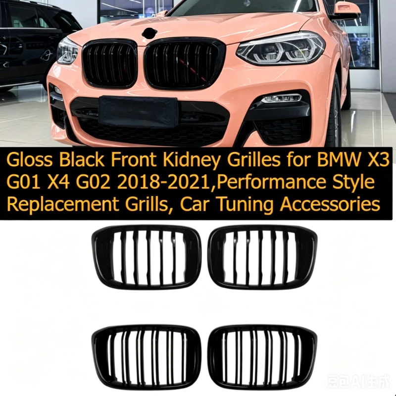 Gloss Black Front Kidney Grilles for BMW X3 G01 X4 G02 2018-2021,Performance Style Replacement Grills, Car Tuning Accessories
Gloss Black Front Kidney Grilles for BMW X3 G01 X4 G02 2018-2021,Performance Style Replacement Grills, Car Tuning Accessories