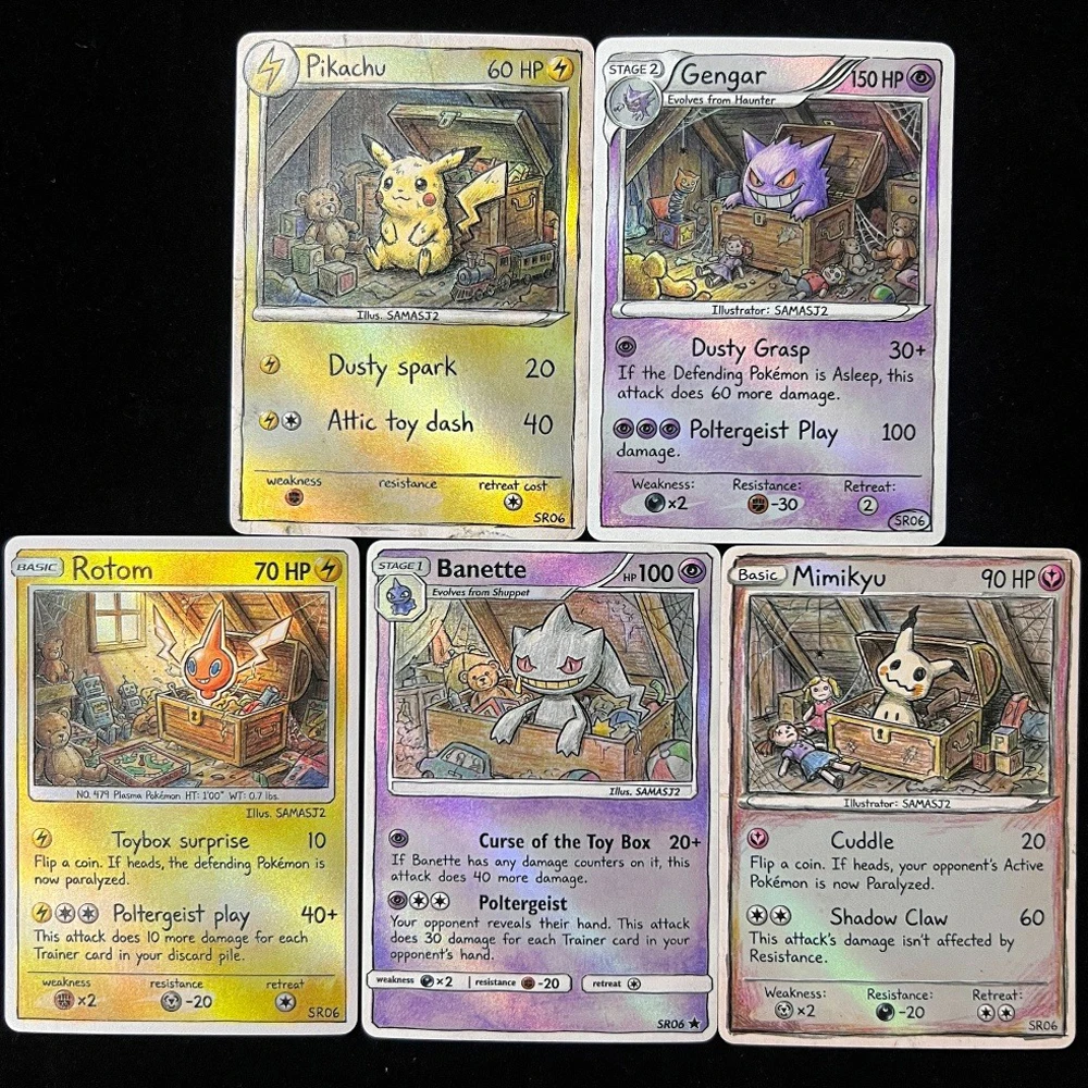 Pokemon PTCG Cards Colored Pencil Art Style Gengar Rotom Banette Mimikyu Collection Cards 5Pcs Rare Holo Cards Pokemon Gift
Pokemon PTCG Cards Colored Pencil Art Style Gengar Rotom Banette Mimikyu Collection Cards 5Pcs Rare Holo Cards Pokemon Gift