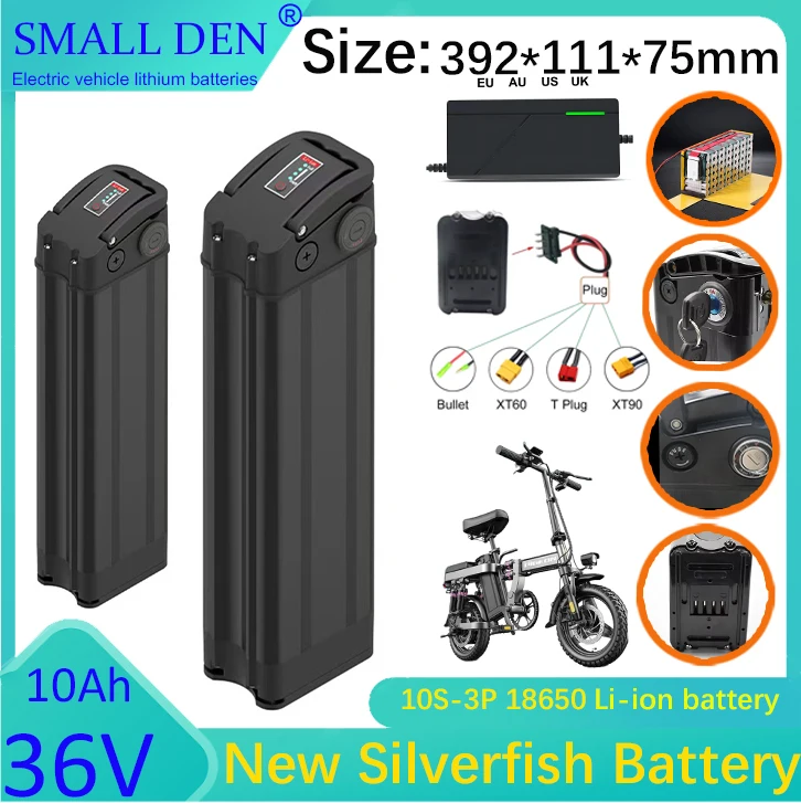 Silver Fish New 36V 10Ah 18650 10S-3P removable Lithium battery pack built-in BMS For 250W-1000W Folding E-two wheeler+Charger
Silver Fish New 36V 10Ah 18650 10S-3P removable Lithium battery pack built-in BMS For 250W-1000W Folding E-two wheeler+Charger