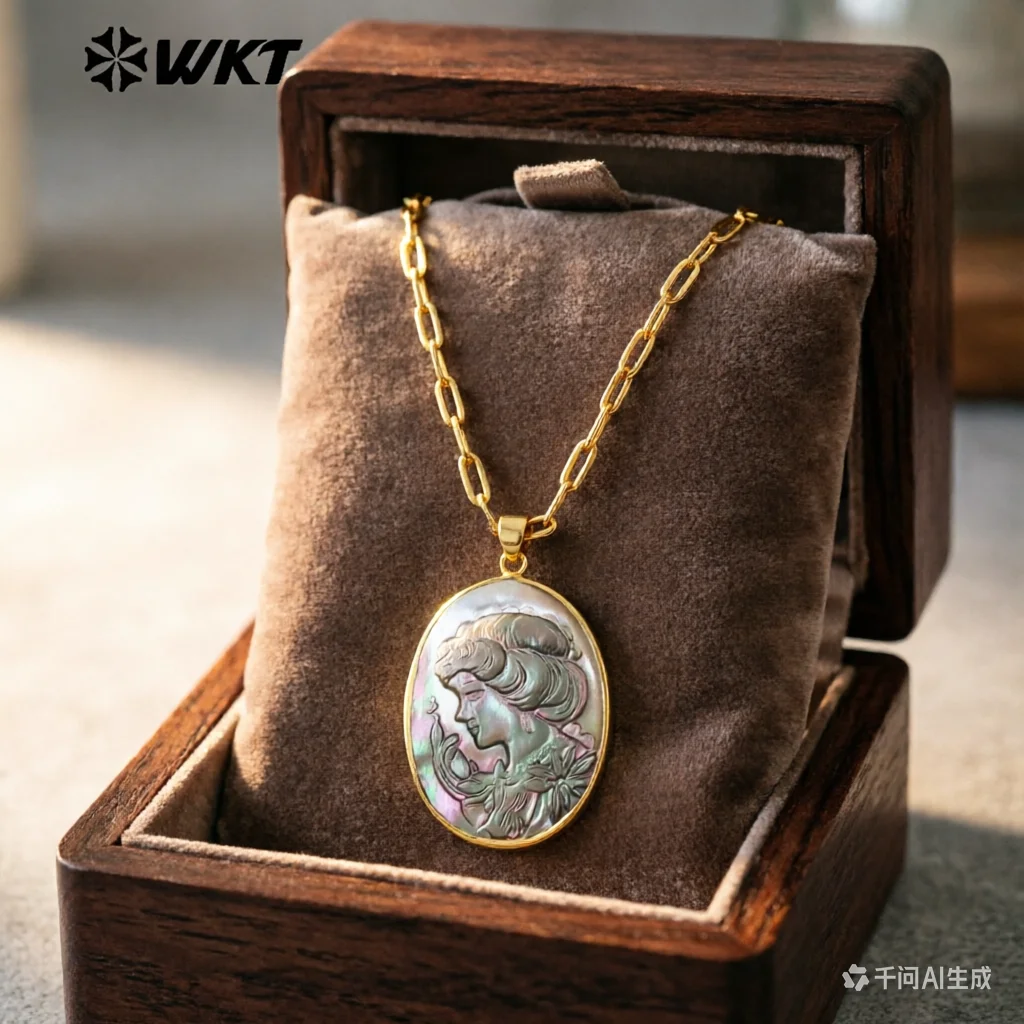 WT-JN338 Popular Sales Natural Shell Gold Plated Round Hand Carved Beauty Heads Pendant Necklace For Friends Birthday Gift
WT-JN338 Popular Sales Natural Shell Gold Plated Round Hand Carved Beauty Heads Pendant Necklace For Friends Birthday Gift