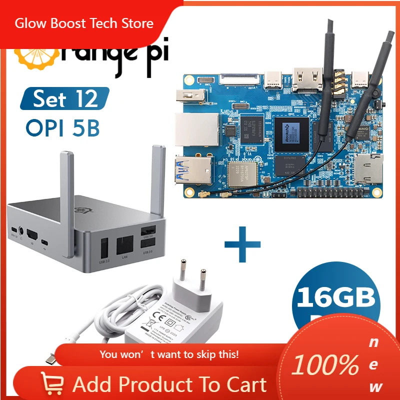 NYOrange Pi 5B 16G256G+5V4A Type-C Power Supply+Metal Case,RK3588S WIFI+BLE Mini PC Orange Pi 5 B Single Board Computer Kit
NYOrange Pi 5B 16G256G+5V4A Type-C Power Supply+Metal Case,RK3588S WIFI+BLE Mini PC Orange Pi 5 B Single Board Computer Kit