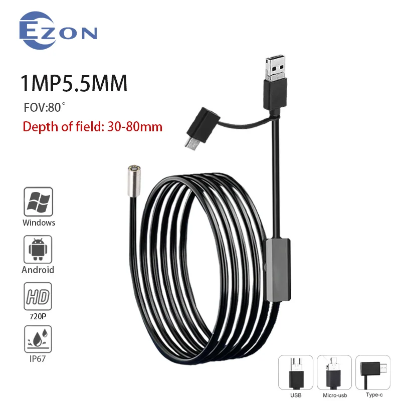 1MP 5.5mm FOV 80° Industrial Endoscope Camera for Industrial Pipeline Inspection 1.5m USB Type-C Android 3-in-1 Endoscope Camera
1MP 5.5mm FOV 80° Industrial Endoscope Camera for Industrial Pipeline Inspection 1.5m USB Type-C Android 3-in-1 Endoscope Camera