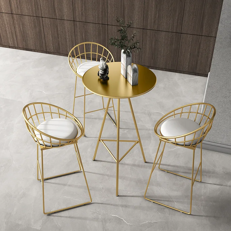 Golden wrought iron household tall round commercial leisure chair
Golden wrought iron household tall round commercial leisure chair