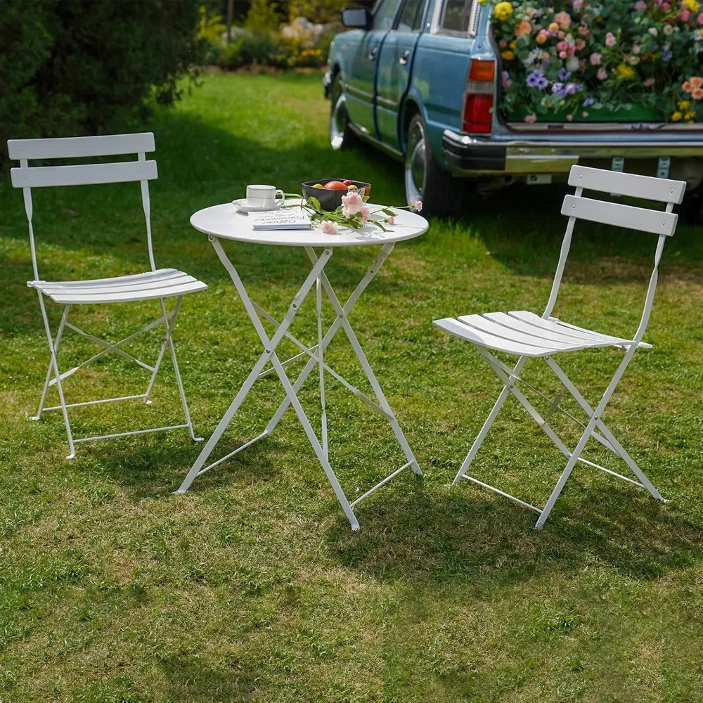 3-Piece Folding Bistro Set, 2 Chairs and 1 Table, Weather-Resistant Outdoor/Indoor Conversation Set for Patio, Yard, Garden-Whi
3-Piece Folding Bistro Set, 2 Chairs and 1 Table, Weather-Resistant Outdoor/Indoor Conversation Set for Patio, Yard, Garden-Whi