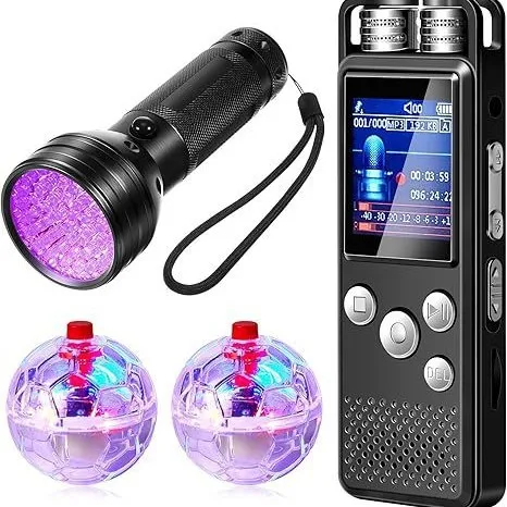 Ghost Hunting Equipment Kit 4 Pieces Set With Voice Recorder 2 LED Glow Balls UV Flashlight For Paranormal Investigation
Ghost Hunting Equipment Kit 4 Pieces Set With Voice Recorder 2 LED Glow Balls UV Flashlight For Paranormal Investigation