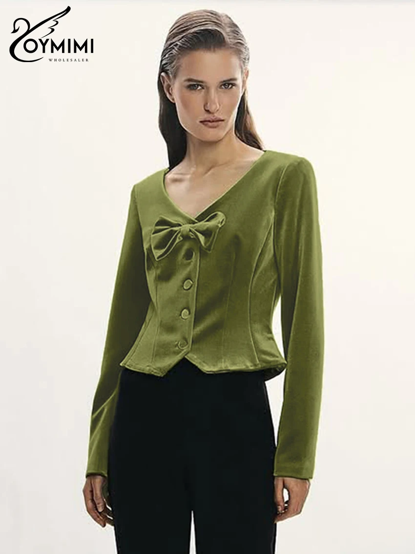 Модная свободная женская рубашка Oymimi, зеленая, весна 2026, с V-образным вырезом, длинным рукавом, элегантная классическая блузка с бантом, женская одежда
Модная свободная женская рубашка Oymimi, зеленая, весна 2026, с V-образным вырезом, длинным рукавом, элегантная классическая блузка с бантом, женская одежда