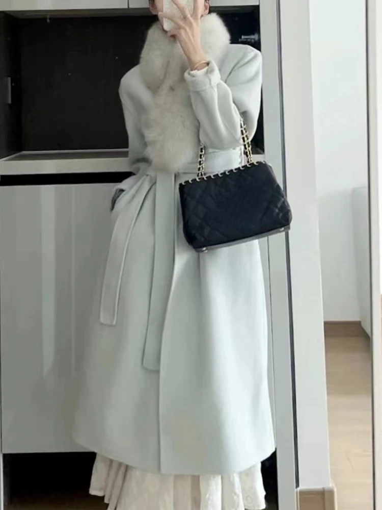 Women Fashion Elegant Casual Woolen Long Coat Cashmere Vintage Chic Warm Soft Outerwear Overcoat with Belted Female Clothes
Women Fashion Elegant Casual Woolen Long Coat Cashmere Vintage Chic Warm Soft Outerwear Overcoat with Belted Female Clothes