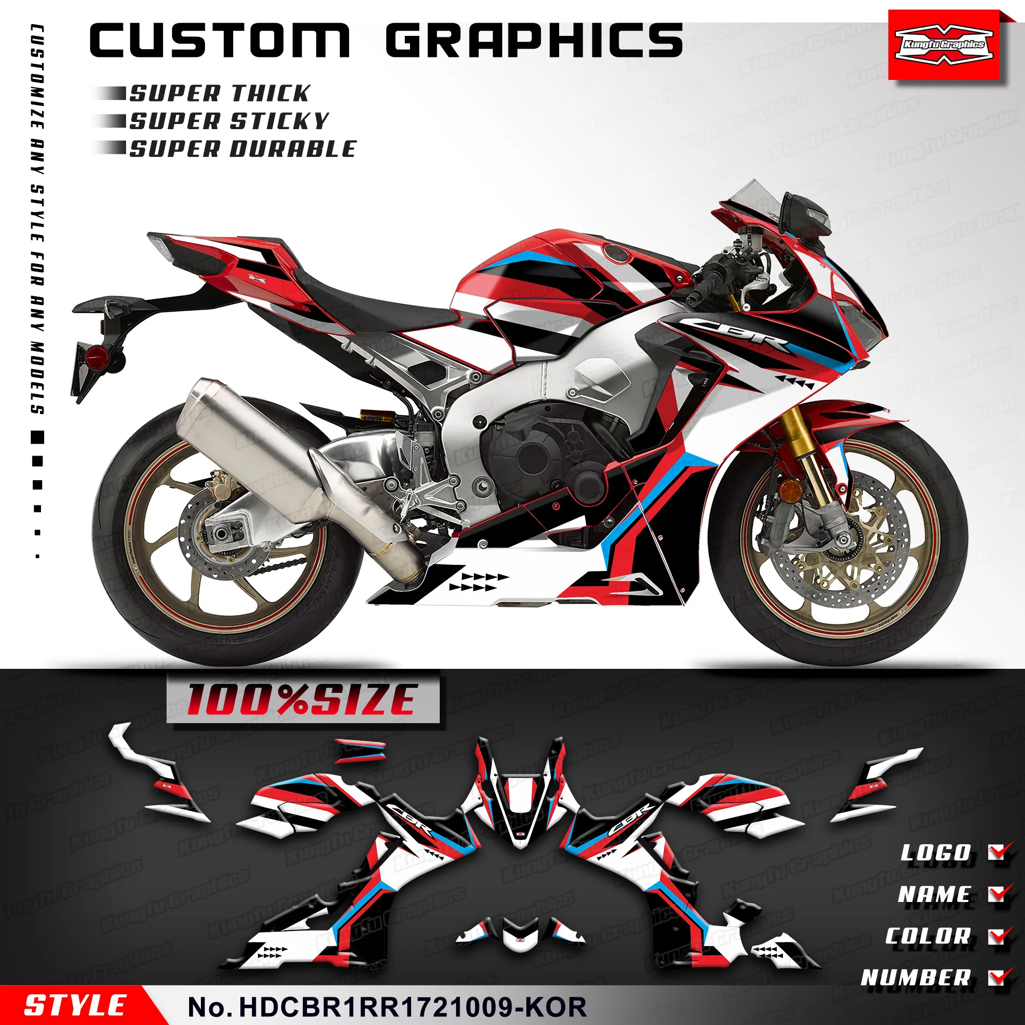 KUNGFU GRAPHICS Adhesive Sticker Glossy Laminate for Honda CBR1000RR CBR 1000 RR 17 18 2019 2020 2021 2022, HDCBR1RR1721009-KOR 
KUNGFU GRAPHICS Adhesive Sticker Glossy Laminate for Honda CBR1000RR CBR 1000 RR 17 18 2019 2020 2021 2022, HDCBR1RR1721009-KOR