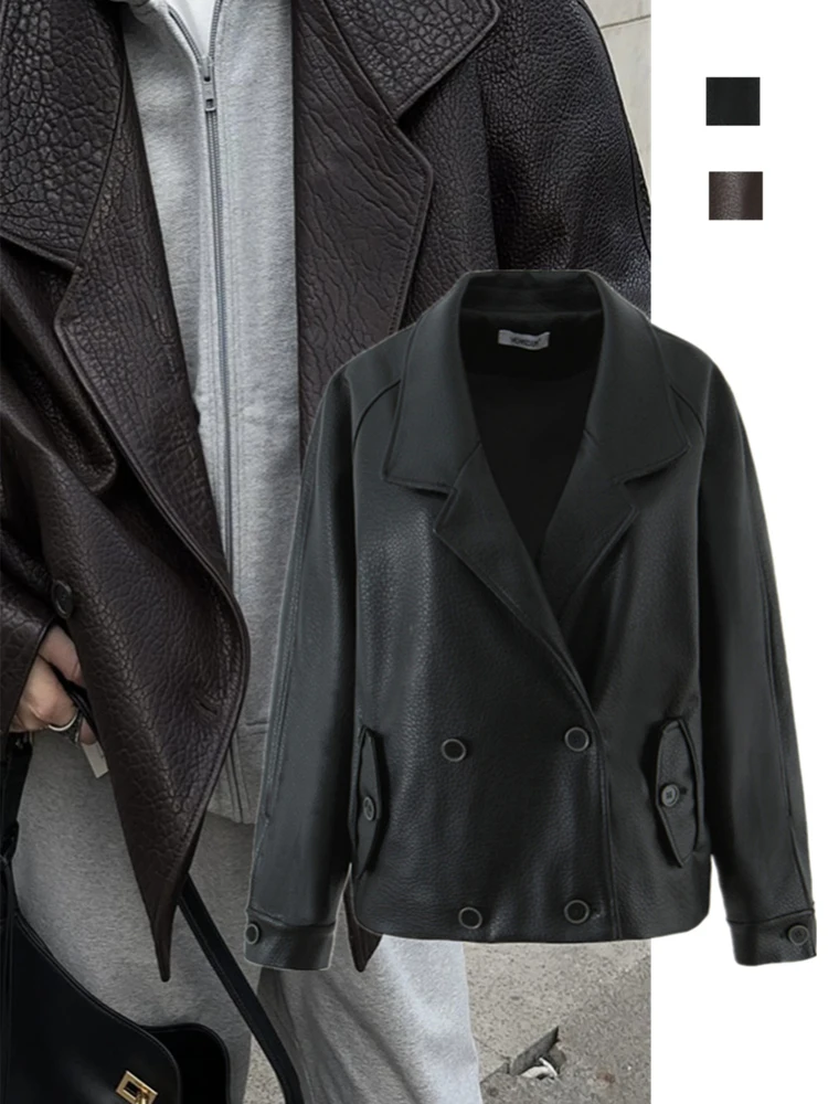 Retro American Style Biker Jacket Double Row Buttons Fashionable Worn Leather Simulation Outerwear Mature Atmosphere Sense
Retro American Style Biker Jacket Double Row Buttons Fashionable Worn Leather Simulation Outerwear Mature Atmosphere Sense