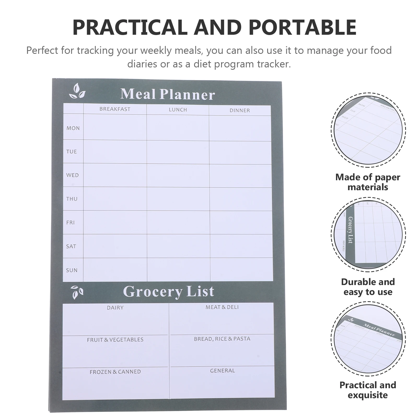 Meal Planner Book Calendar Grocery List Pad Diet Tearable Notebook Kitchen Menu Journal Black Notepad for Adults
Meal Planner Book Calendar Grocery List Pad Diet Tearable Notebook Kitchen Menu Journal Black Notepad for Adults