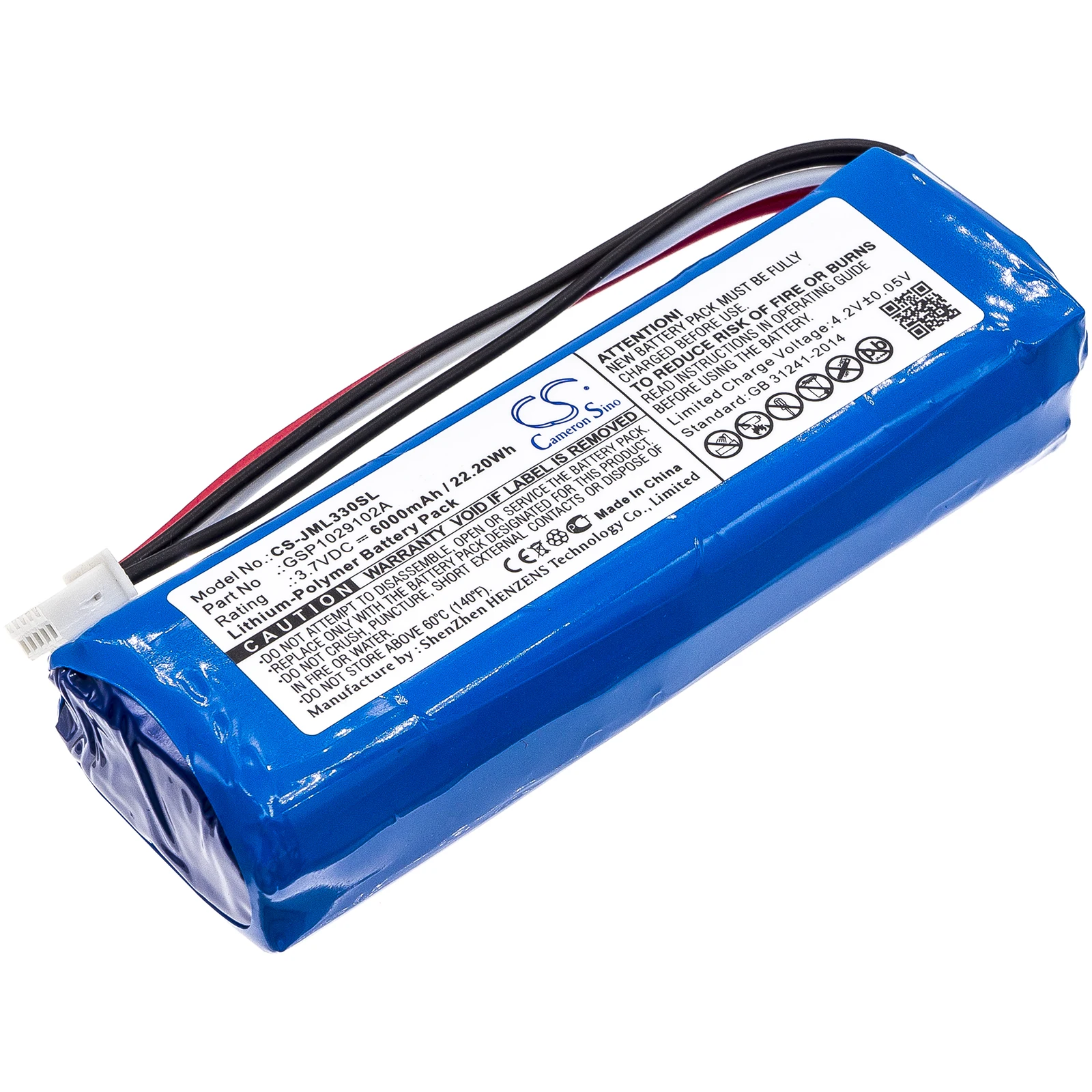 Li-Polymer Speaker Battery for JBL, 3.7V, 6000mAh, Compatible Models: Charge 3, Charge 3 Stealth Edition
Li-Polymer Speaker Battery for JBL, 3.7V, 6000mAh, Compatible Models: Charge 3, Charge 3 Stealth Edition